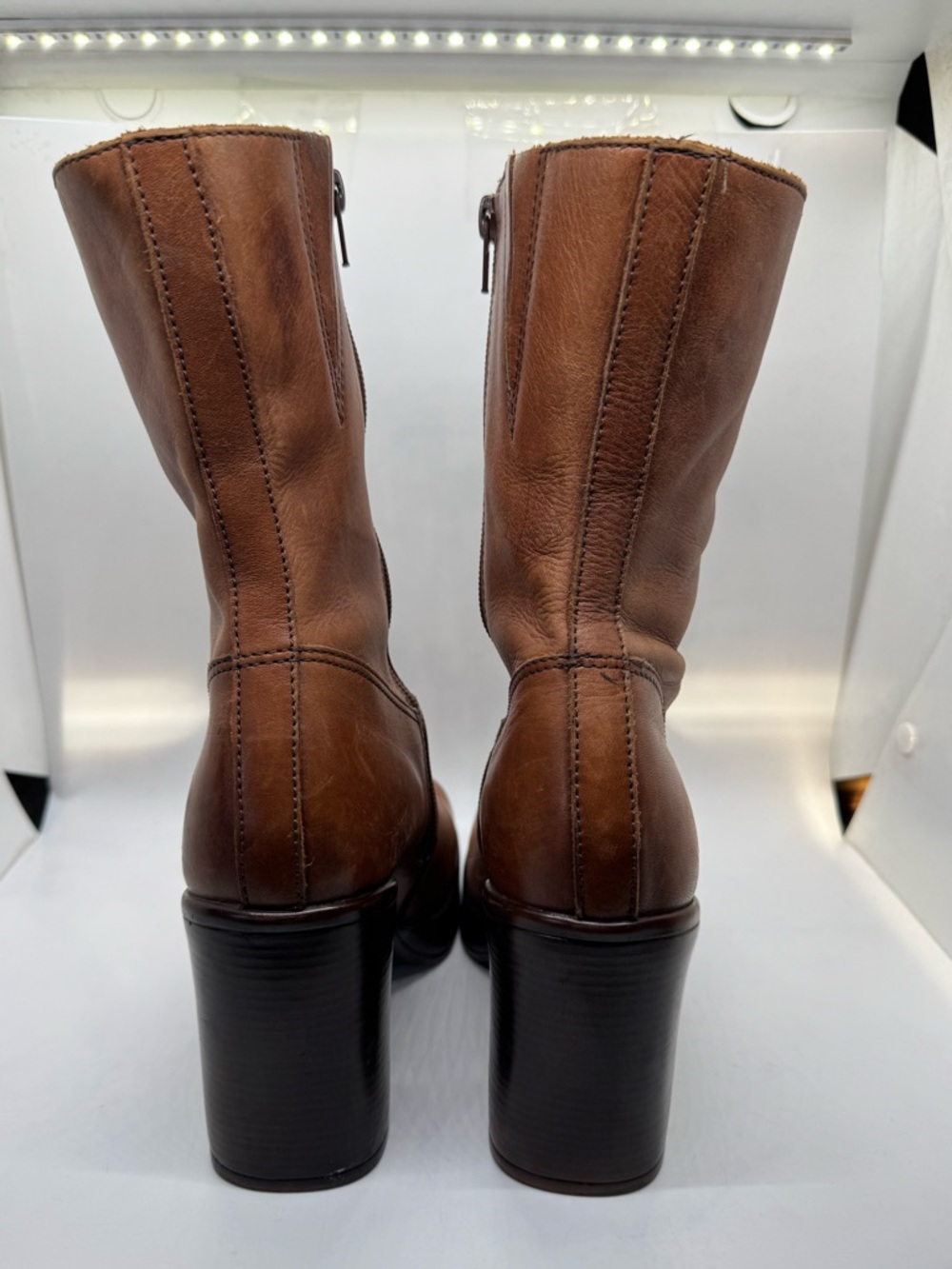 Steve Madden Free Chunky Platform Leather Boots 90s Y2K Vintage Women's Size 7.5 - Picture 7 of 13
